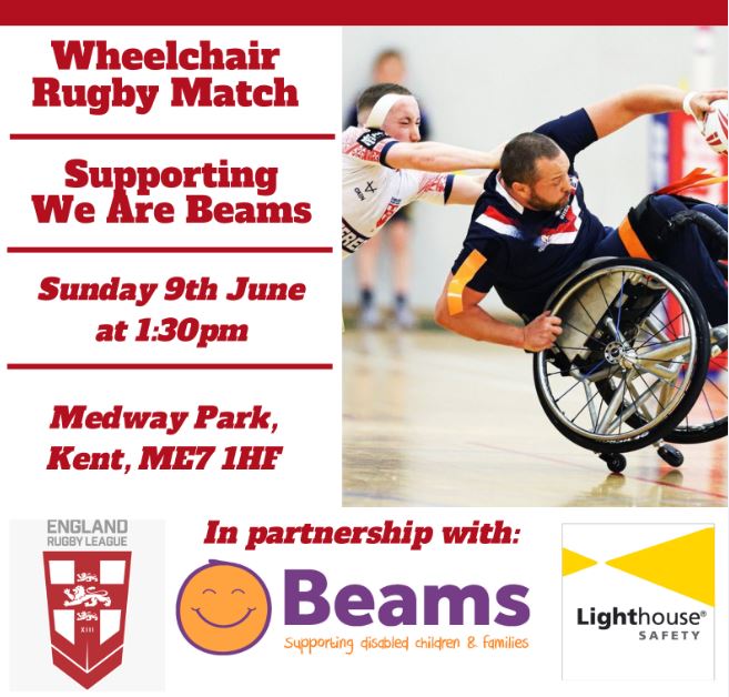 Wheelchair Rugby taking place on Sunday 9th June in aid of We Are Beams.